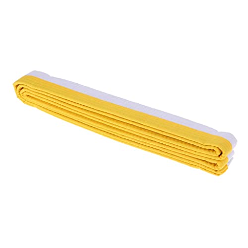 pistro Cinturón de karate de seda para entrenamiento artístico, 110 x 1.5 pulgadas, cinturón de artes marciales para karate MMA, blanco y amarillo