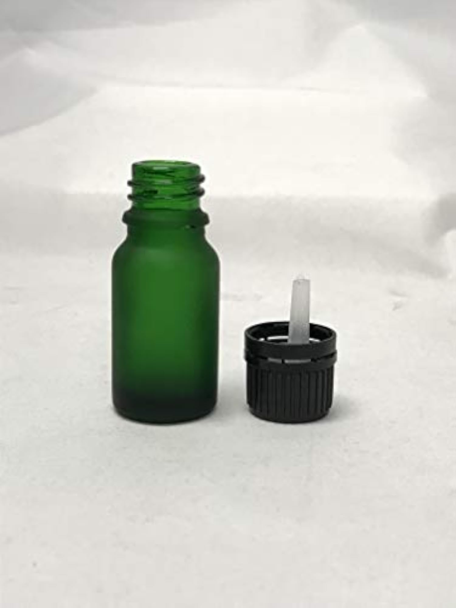 Green 10 mL Frosted Glass Bottles with Droppers