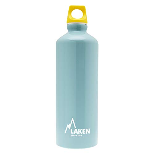 LAKEN Futura Botella de Agua, Cantimplora de Aluminio Boca Estrecha 1L, Azul Claro