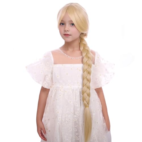 Image of Kids Blonde Wigs Child Golden Blonde Long Braided Wigs Girls Costume Cosplay Wig Synthetic Wigs with Wig Cap