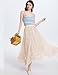 Flygo Women's Maxi Tulle Skirt Long Tiered A Line Mesh Tutu Fairy High Elastic Waist Pleated Layered Skirts(Apricot-M)