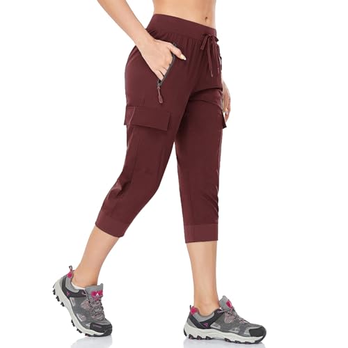 BAYGE Damen Wanderhose Sommer Leicht 3/4 Cargohose Trekkinghose Outdoorhose Atmungsaktiv Schnell Trocknend Wasserdicht Winddicht Funktionshose mit Reißverschlusstaschen, Rot, XL BAYGE Damen Wanderhose Sommer Leicht 3/4 Cargohose Trekkinghose Outdoorhose Atmungsaktiv Schnell Trocknend Wasserdicht Winddicht Funktionshose mit Reißverschlusstaschen, Rot, XL