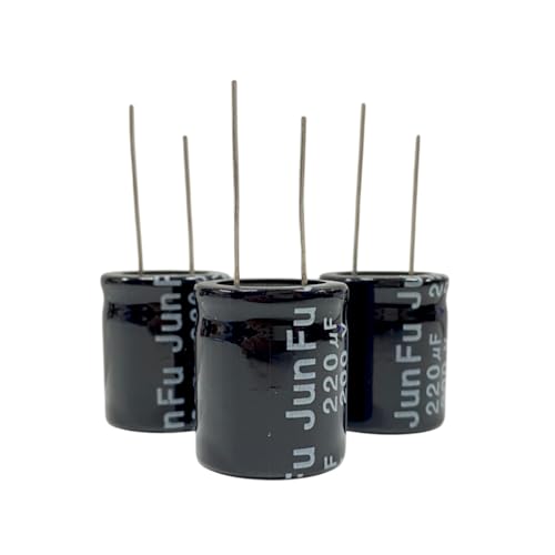 Fuhjyyu HK - Condensador electrolítico de aluminio (5 unidades, 200 V, 22 x 25 mm)