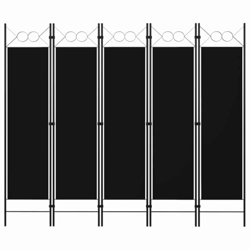 Genérico Biombo Divisor de 5 Paneles Negro 200x180 cm, Divisores de ambientes Negro,320710