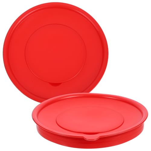 HOMSFOU 2 Tapas Antisalpicaduras para Batidor de Huevos, Silicona Roja, 20 Cm, Protector para Tazón Mezclador, Utensilio de Cocina para Evitar Derrames y Salpicaduras en Repostería