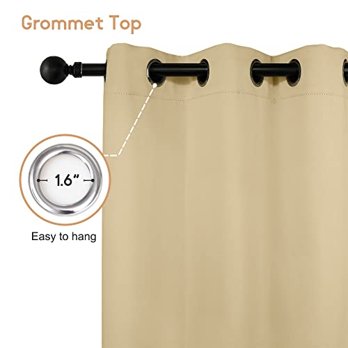 Anjee Waterproof Outdoor Curtains For Patio Grommet Extra Width Light Blocking Thermal Insulated Privacy Large Blackout Drapes For Front Porch Sliding Door Gazebos, 100 X 84 Inches Beige 1 Panel #TOP1