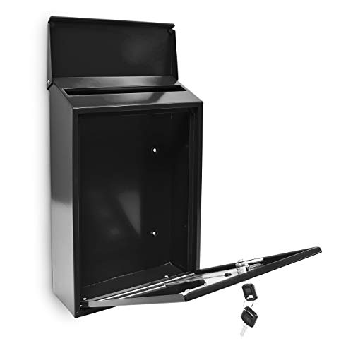 Design brievenbus van metaal 25 x 40 cm groen/wit/zilver/zwart zwart - Afbeelding 4