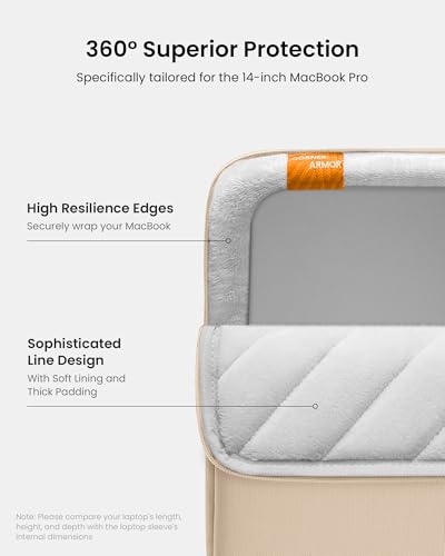 Image of tomtoc 360 Protective Laptop Sleeve for 14-inch New MacBook Pro M5 Pro /Max (2026) A3426 A3427 A3434 M4 /M3 /M2 /M1 A3112 A3401 A3185, Water-Resistant Laptop Case Fits Dell XPS 14 & 13.8 inch Surface Laptop