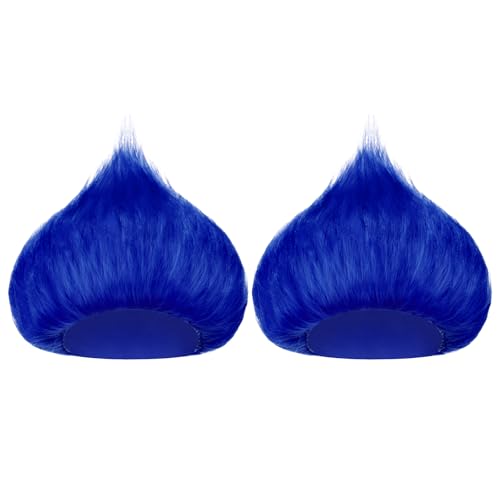Image of Geyoga 2 Pcs Funny Wig Crazy Hair for Halloween Party,Royal Blue | Funny Colorful Wig Adults Use, Unisex Funky Hairband, Halloween Mardi Gras Cosplay Costume Party Accessories