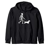 Funny Skeleton Walking Dachshund Cute Doxie Dog Mom & Dad Zip Hoodie