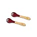 Avanchy First Stage Baby Kids Toddler Training Fork Soft Tip Silicone - Natural Bamboo, Self Feeding Utensils Set, Gift Set. 2 Pack (Magenta)