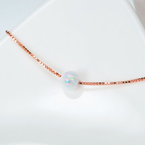 Rose Gold Over Sterling Silver 6Mm Created Opal Choker Necklace 14" #TOP2