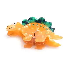 Cute Dinosaur Claw Hair Clips,Orange Nonslip Hair Clamps,Animal Acetate Hair Clips for Woman Girls Thick Thin Hair