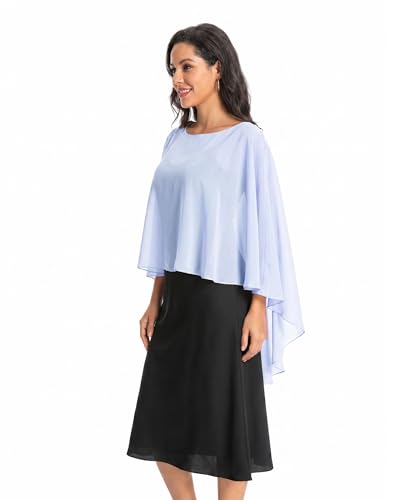 Image of Baoqiya Chiffon Capes Sheer Capelets Long Cape Poncho For Women Plus Size