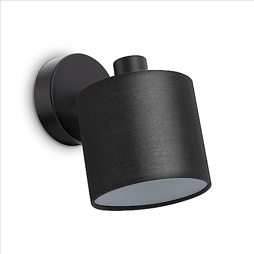 Paco Home LED Pendellampe Wandlampe Deckenlampe Wohnzimmer Esszimmer Schlafzimmer Modernes Design Uni Schirm Stoff E14, Farbe:Schwarz - Weiß, Leuchtentyp___Technologie:Wandleuchte 1xE14