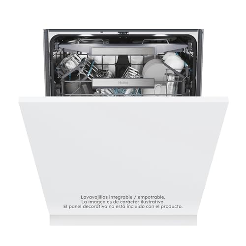 Haier I-Pro Shine Series 6 XS 4A4M3PB - Lavavajillas Integrable 60CM, Inverter, 14 Cubiertos, 3a Bandeja, 10 Ciclos, Wi-Fi, App hOn, Tratamiento Antibacterias ABT, Powerwash, Apertura Automática, 44DB