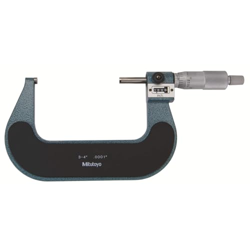 Mitutoyo 193-214 Digit Outside Micrometer, Ratchet Stop, 3-4 Range, 0.0001 Graduation, +/-0.00015 Accuracy