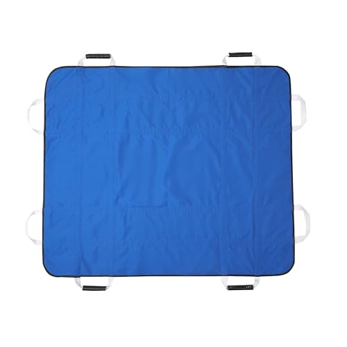 Draw Sheet with Handles, Washable Nylon & Soft Breathable Flannel Positioning Bed Pad Patient Transfer Sheet for Lifting, Turning & Sliding 48" x 40" (Multipurpose) (Blue - 1 PC)