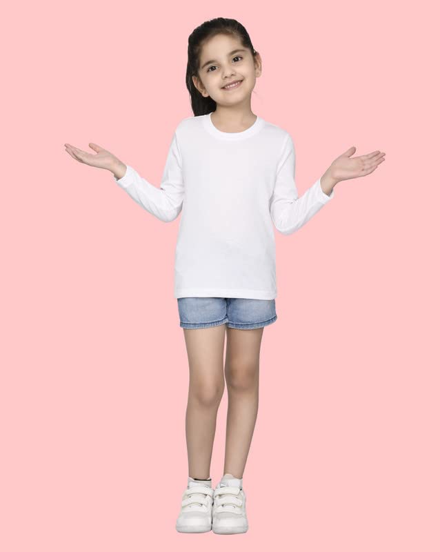 Image of Nusyl Girls Full Sleeves T-Shirt for Kids | Cute Printed Casual Wear | Soft Cotton Blend | Comfortable Regular Fit | 2-16 Years | Multiple Colors