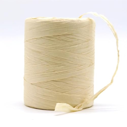 Natürlicher Bast, Strohseil, Garn, Bastelpapier, Band, Handwerk, Häkeln, Sommerhut, Tasche, Korb, Strickmaterial für DIY-Dekoration, Geschenkverpackungen (180 m, Milchweiß)