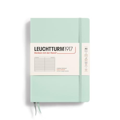 Image of LEUCHTTURM1917 - Notebook Hardcover Medium A5-251 Numbered Pages for Writing and Journaling (Mint Green, Ruled)