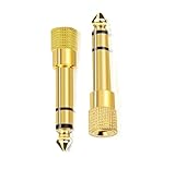 6.35mm (1/4 inch) Male to 3.5mm (1/8 inch) Female Stereo Audio Jack Adapter for Aux Cable, Guitar Amplifier, Headphone, 2 Pack