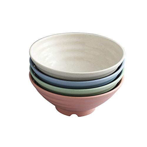Kota Japan27 inch Wheat Straw Kitchen Bowls for Noodles, Rice, Fruit, Cereal, Soup and Dessert - Dishwasher and Microwave Safe Dinnerware Set - Lightweight, Environmentally Friendly - 4 piece.