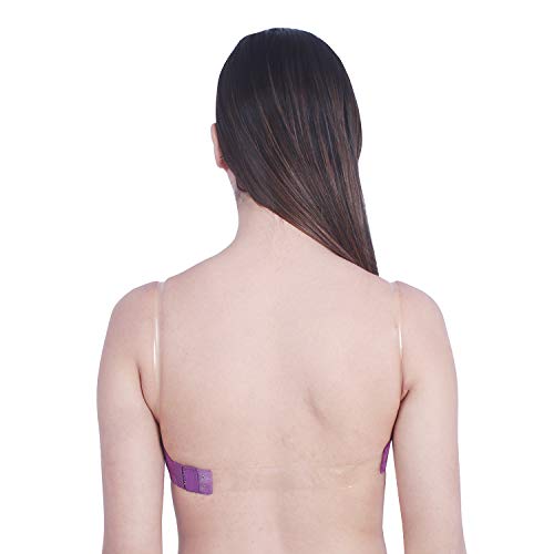 Image of Brachy Women Cotton Nylon Spandex Padded Underwire Strapless Backless Invisible Clear Transparent Back Push up Bra with (Free Extra Transparent Strap)