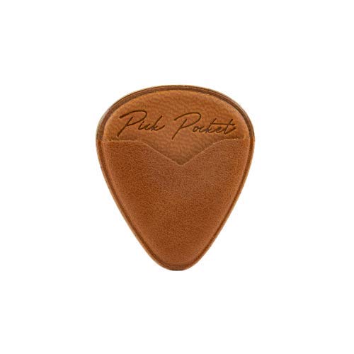 Pick Pocket Guitar Pick Holder Stick on Guitar for Acoustic Guitar Electric Guitar Bass Ukulele - (Brown Leather Triangle)