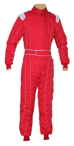 Kids Juniors Karting Race Rally Go Kart Suits Overall One Piece Suit Indoor/Outdoor (Red, 110-116)