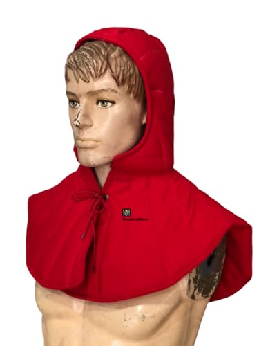 NauticalMart Renaissance Medieval Cotton Padded Armor Collar and Coif-Arming Cap Red