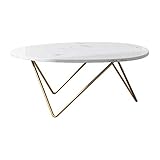 Größe: 80 × 60 × 42 cm. WXiaJ-Kaffetisch Ovaler Couchtisch/Marmortisch, klare Textur, umweltfreundliches Material, Beste Wahl für helles Wohnzimmer, Weiß (Größe: 80 × 60 × 42 cm)