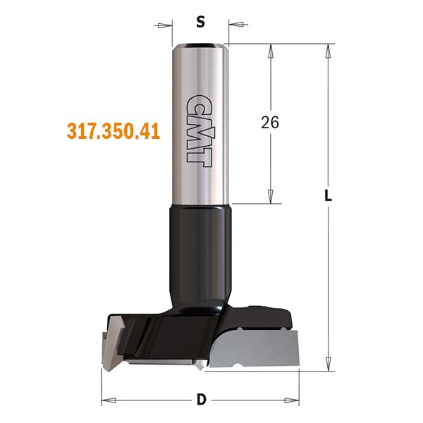 CMT 317.150.41 - Broca XTREME para bisagras HW S=10x26 D=15X57.5 DX