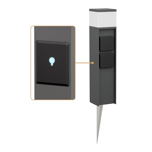 ledscom.de Pollerleuchte PODEL mit Erdspieß für außen, Smart Home, 39cm, anthrazit, 2 Steckdosen, inkl. G9 Leuchtmittel, 501lm, warmweiß
