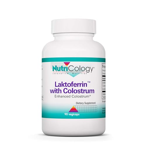 Nutricology Laktoferrin with Colostrum Supplement - Lactoferrin, Bovine Colostrum, Immunoglobulin, Lysozyme, IgG, IGA, IgM, Vegetable Capsules - 90 Count