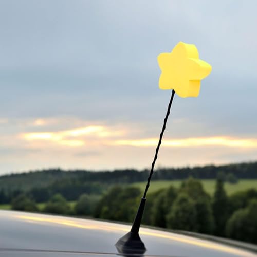 image for WsjiaboFux Yellow Heart-Shape Star Car Antenna Topper - Easy to Find C