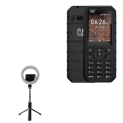 BoxWave Stand and Mount Compatible with CAT B35 - RingLight SelfiePod, Selfie Stick Extendable Arm with Ring Light - Jet Black