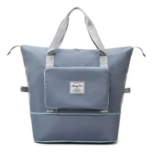 Bolsa De Viagem Grande Hong Fu Impermeável expansível Multifuncional Multiuso(Academia, fitness, yoga e uso diário) Bagagem de mão Oxford Divisores internos Porta Celular Bolso Frontal (Azul)