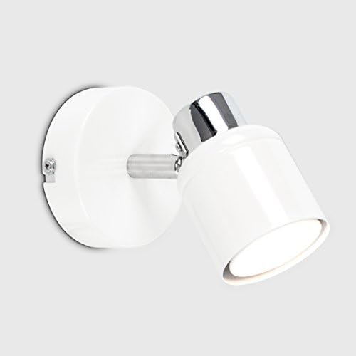 Modern Single Wall Spotlight in A Gloss White and Polished Chrome Finish - Supplied with 1 x 5W Cool White GU10 LED Bulb
