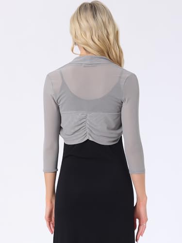 Cárdigan bolero de malla gris que cubre los brazos con elegancia sin dar calor 4