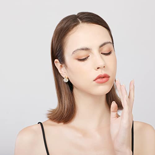 Frwiskp Gold Stud Earings, 18K Gold Plated 925 Sterling Silver posts, AAAAA Cubic Zirconia, Hypoallergenic for sensitive skin; Trendy Jewelry, Gifts for women, Yellow Gold, Cubic Zirconia Pearl - Image 7