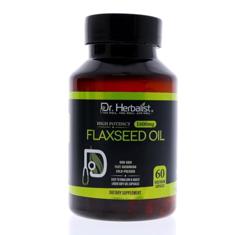 Image of Dr. HERBALIST Flaxseed Oil Softgels 1600mg, Fish Free Omega 3, Halal 60ct