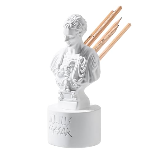 Surlama Julius Caesar Pencil Holder, 7.87" Resin Bust Statue with Back Stabbed Holes, Roman Desk Organizer by Surlama - Image 7