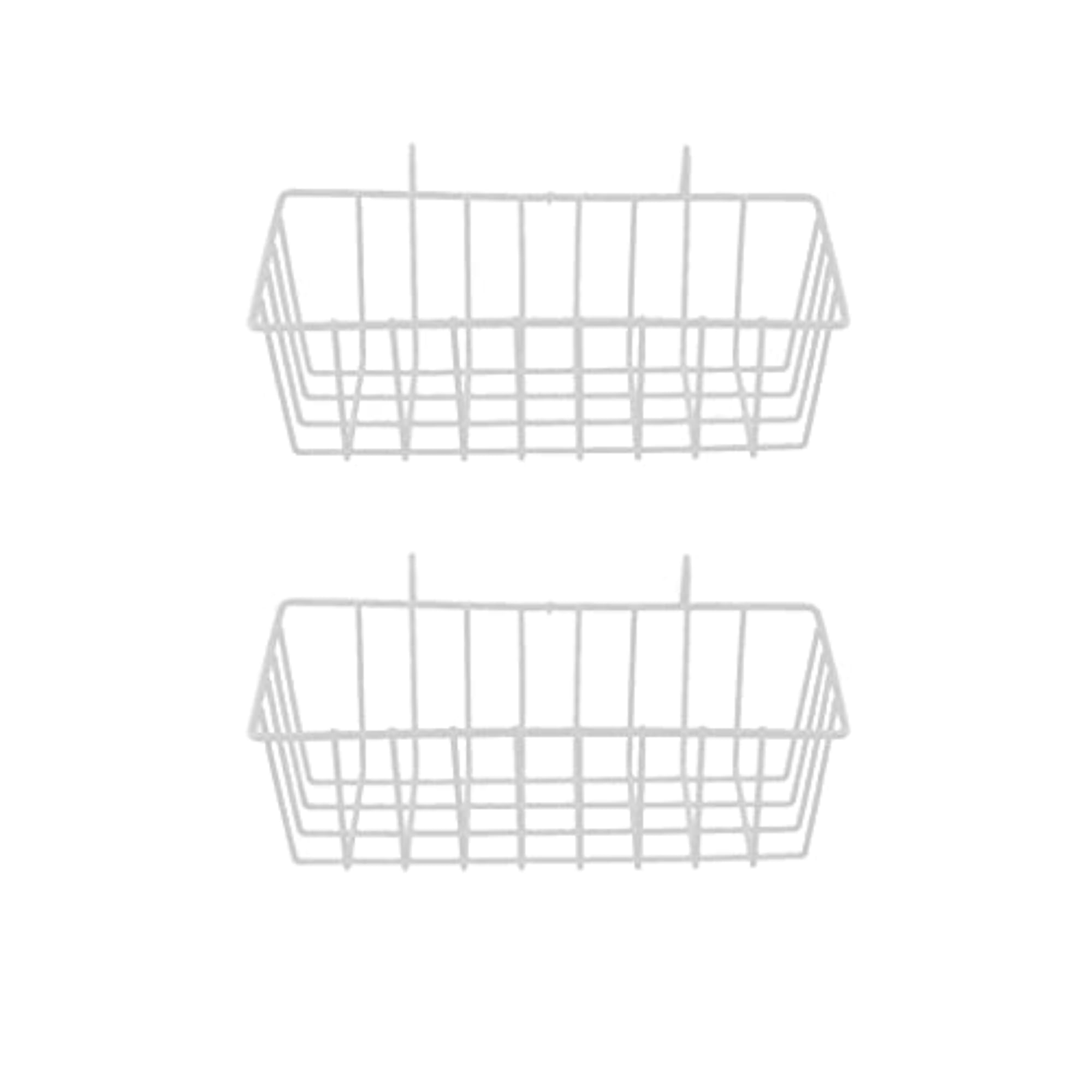 2Pcs White Metal Gird Hanging Basket Iron Wall Decor