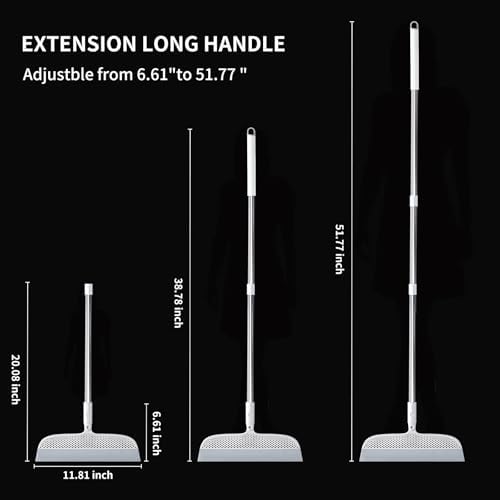 Magic Broom Floor Squeegee Pet Hair Remover, Silicone Squeegee Broom for Floor, 51.77" Long Handle for Carpet, Bathroom Tile, Hardwood, Fur,Garage, Liquid Spills, Fine Dust