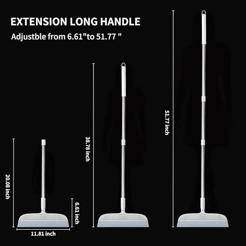 Multifunction Floor Squeegee Broom for Pet Hair Removal, Silicone Magic-Style Broom for Floor Cleaning, 51.77" Long Handle for Carpet, Bathroom Tile, Hardwood Floors, Garage, Liquid Spills, Fine Dust