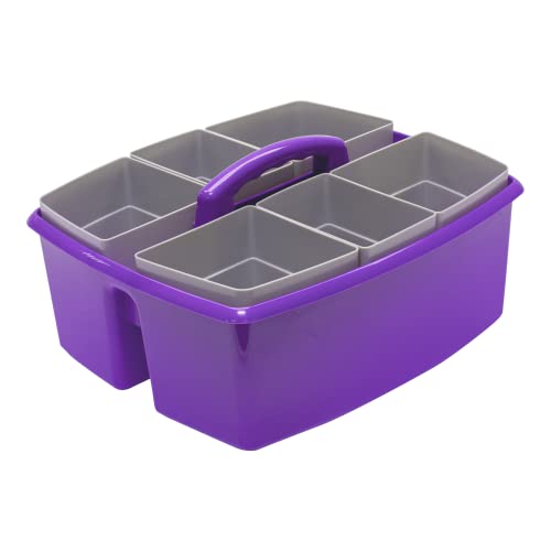 Image of Storex Large Classroom Craft Caddy with Cups, 13 x 11 x 6.575 Inches, Purple, Case of 2 (00986A02C)
