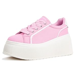 LUCKY STEP Women’s Platform Fashion Sneakers Classic Wedge Canvas Casual Low Top Retro Walking Shoes