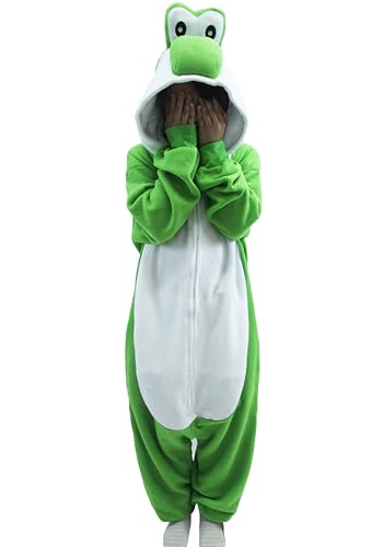 LaKigurumi Grün Yoshi Damen-Fleece-Pyjama für Erwachsene,...