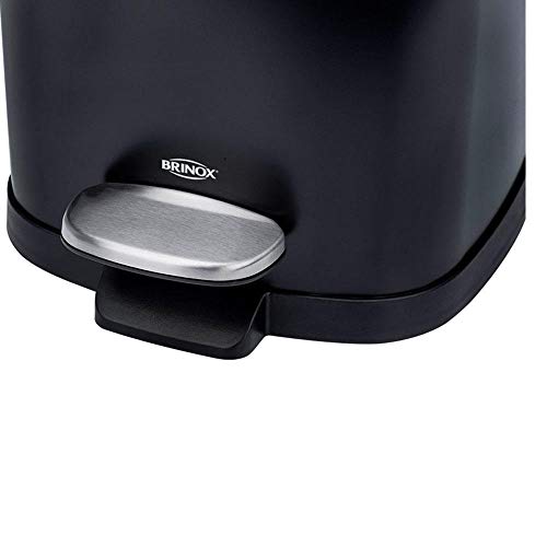 Lixeira Em Aço Carbono Com Pedal E Balde Frame 12L, 33,9 x 26,1 x 40,3 cm, Preto, Brinox